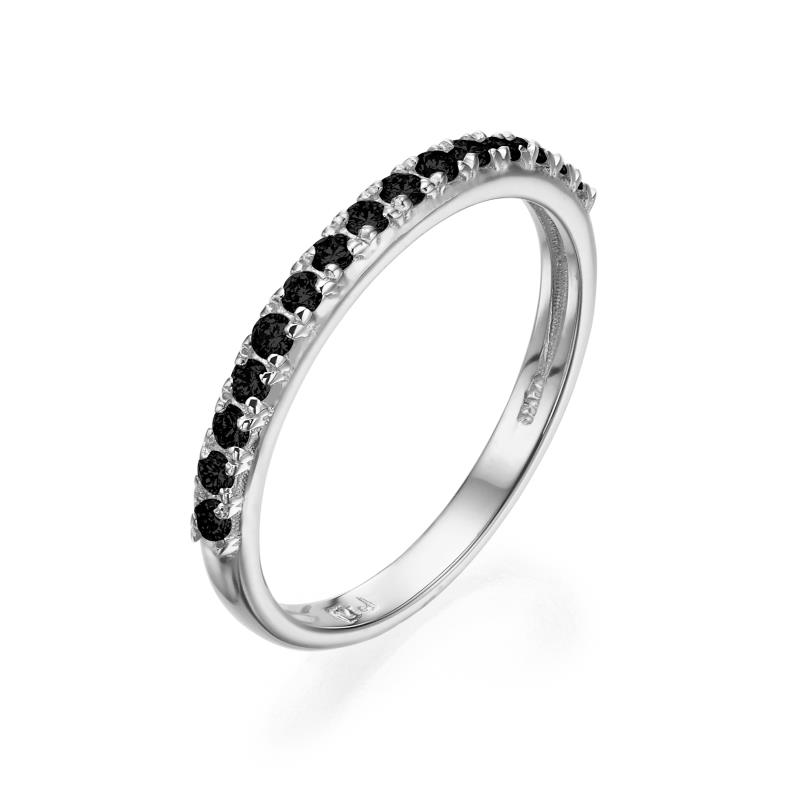 טבעת שורה משובצת יהלומים שחורים במשקל 0.35 קראט