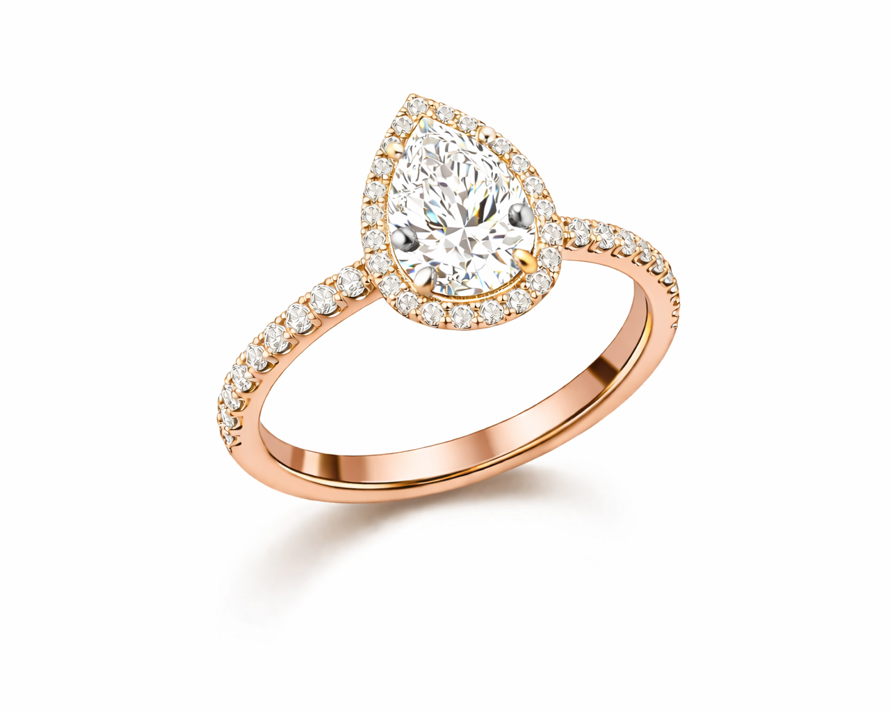 טבעת יהלום טיפה