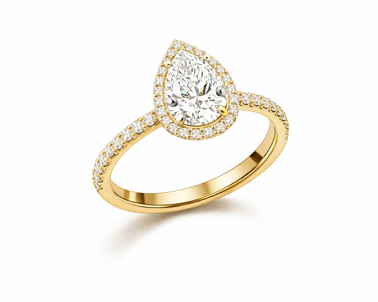 טבעת יהלום טיפה