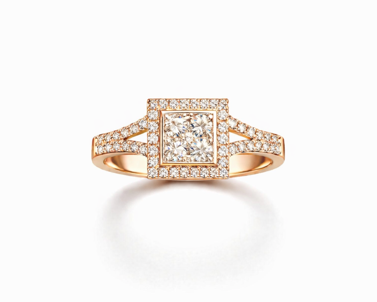 טבעת ריבוע יהלומים