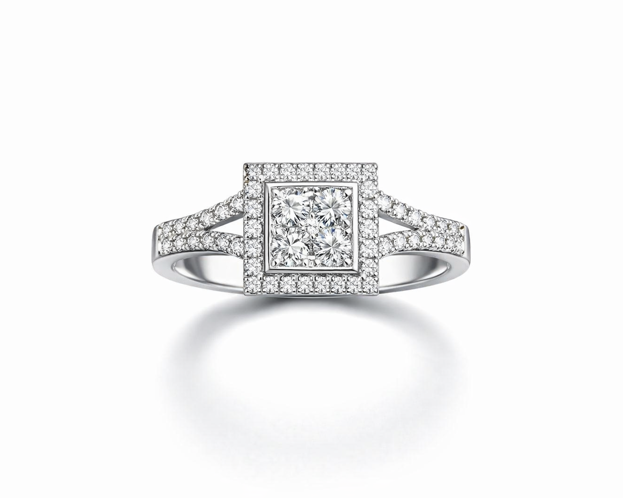 טבעת ריבוע יהלומים