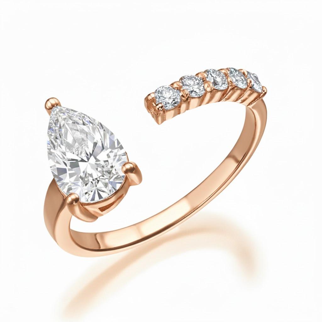 טבעת פתוחה משובצת