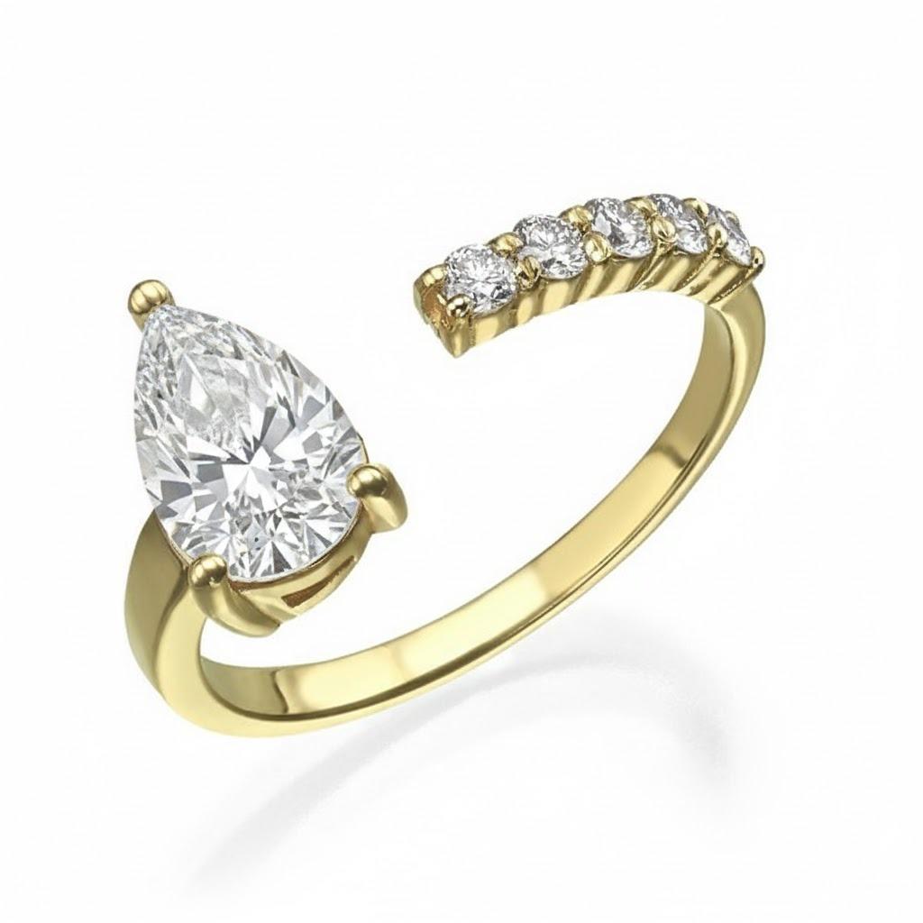 טבעת פתוחה משובצת טבעת פתוחה משובצת