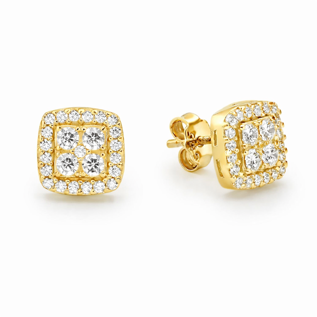 עגילי ריבוע משובצים