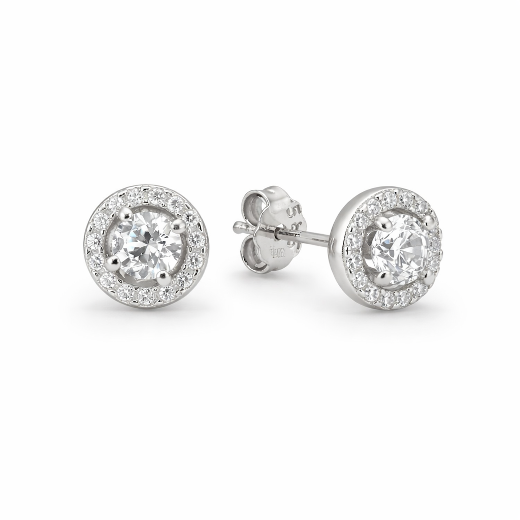 עגילי עיגול יהלום באמצע