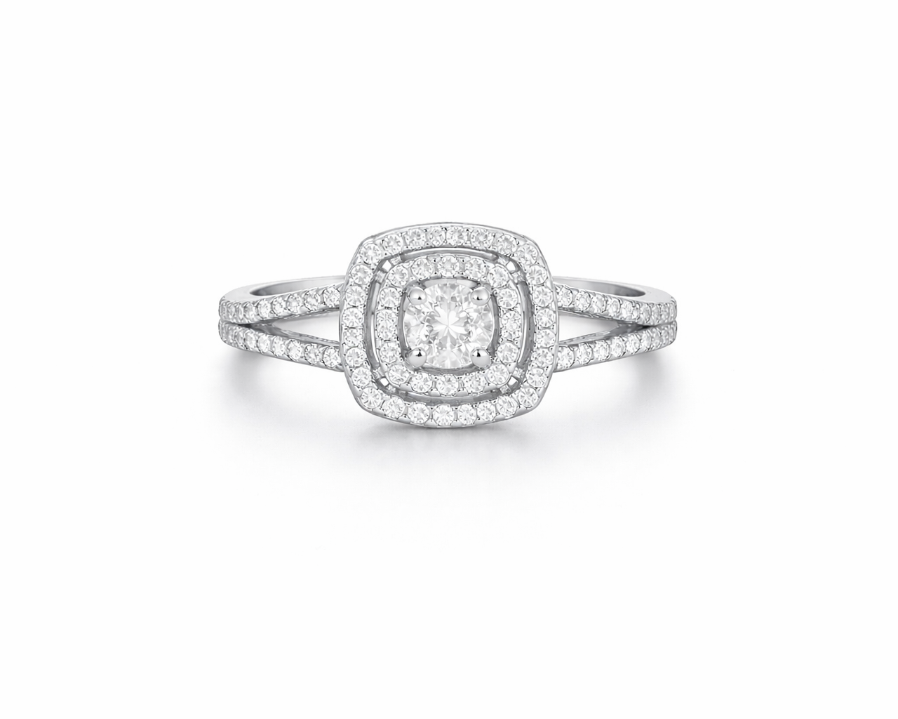 טבעת אירוסין מרובעת שיבוץ אבנים