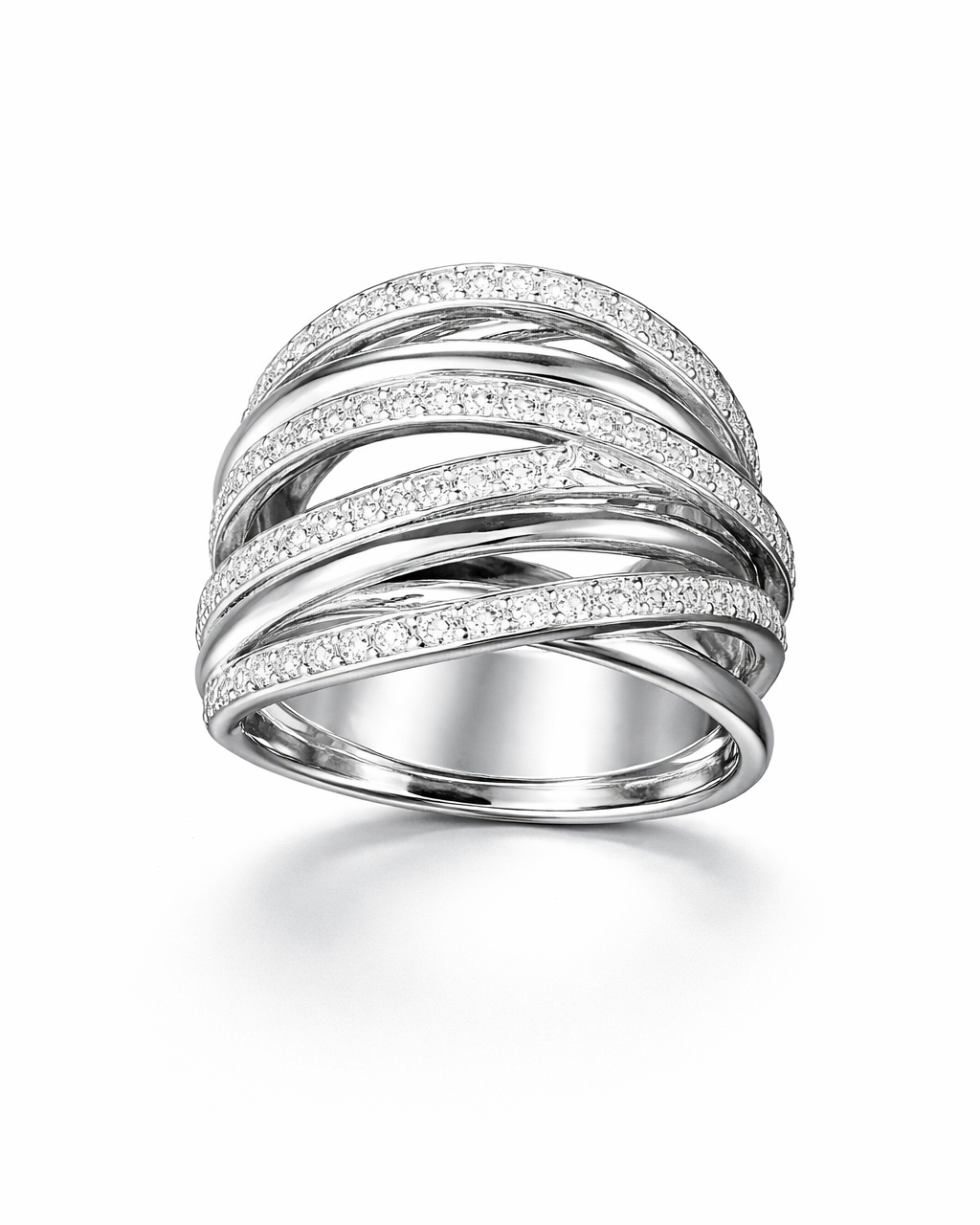 טבעת קווים משובצת