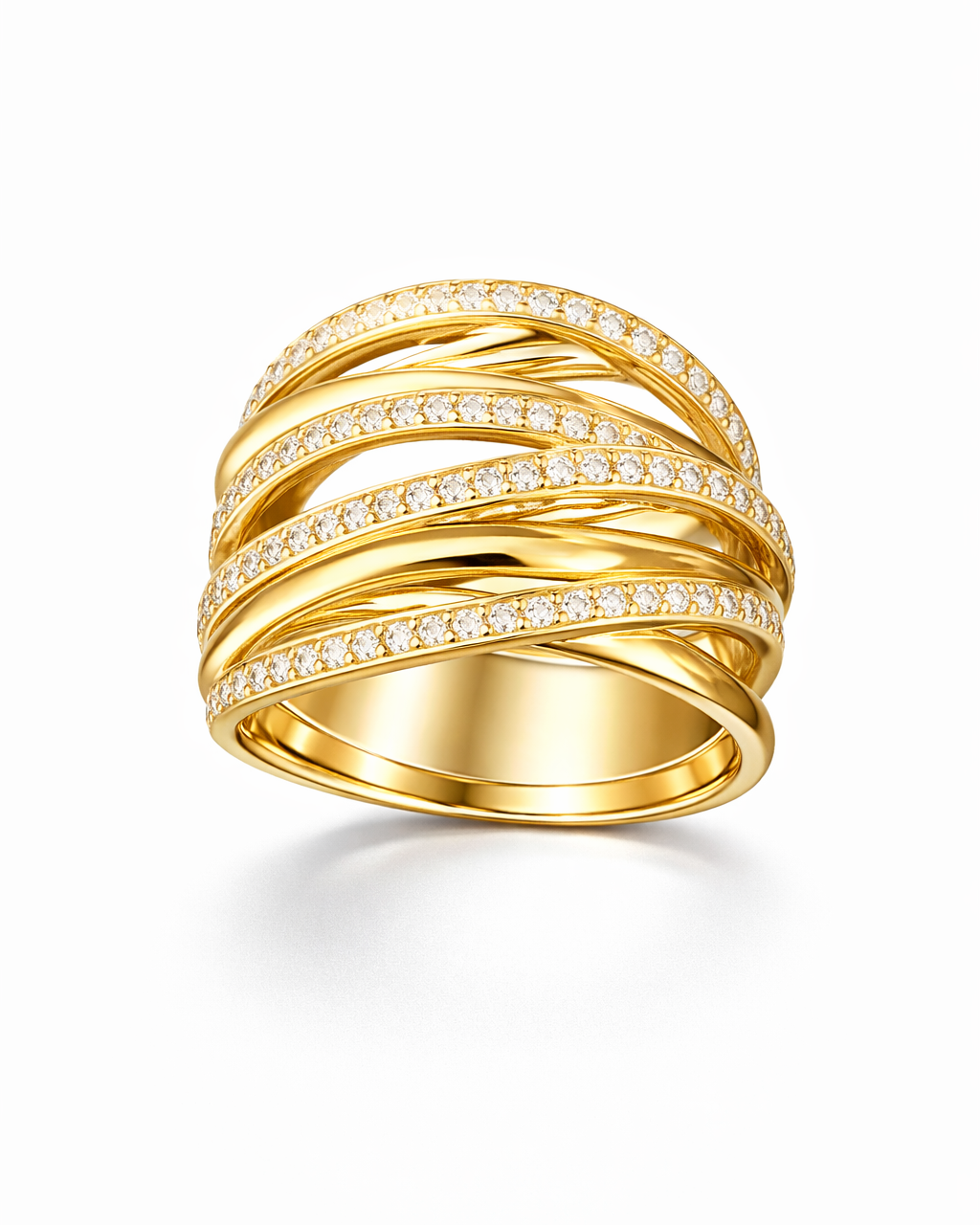 טבעת קווים משובצת