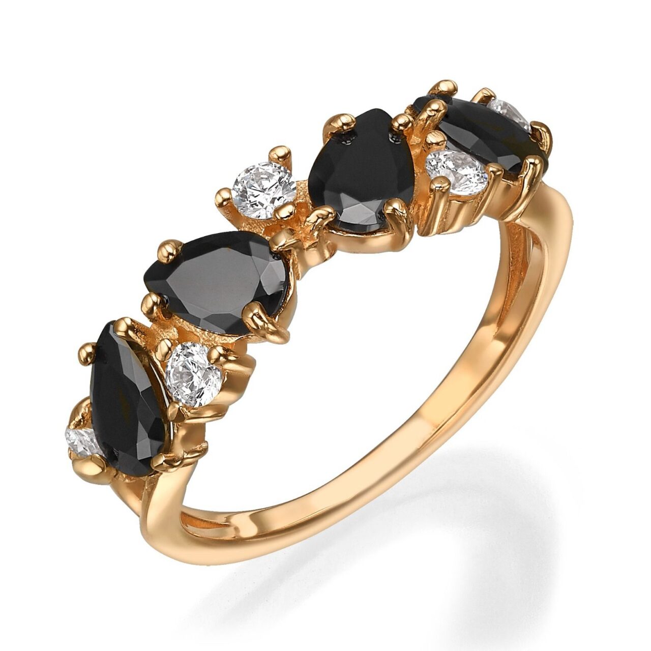 טבעת אבנים שחורות מעוטרת