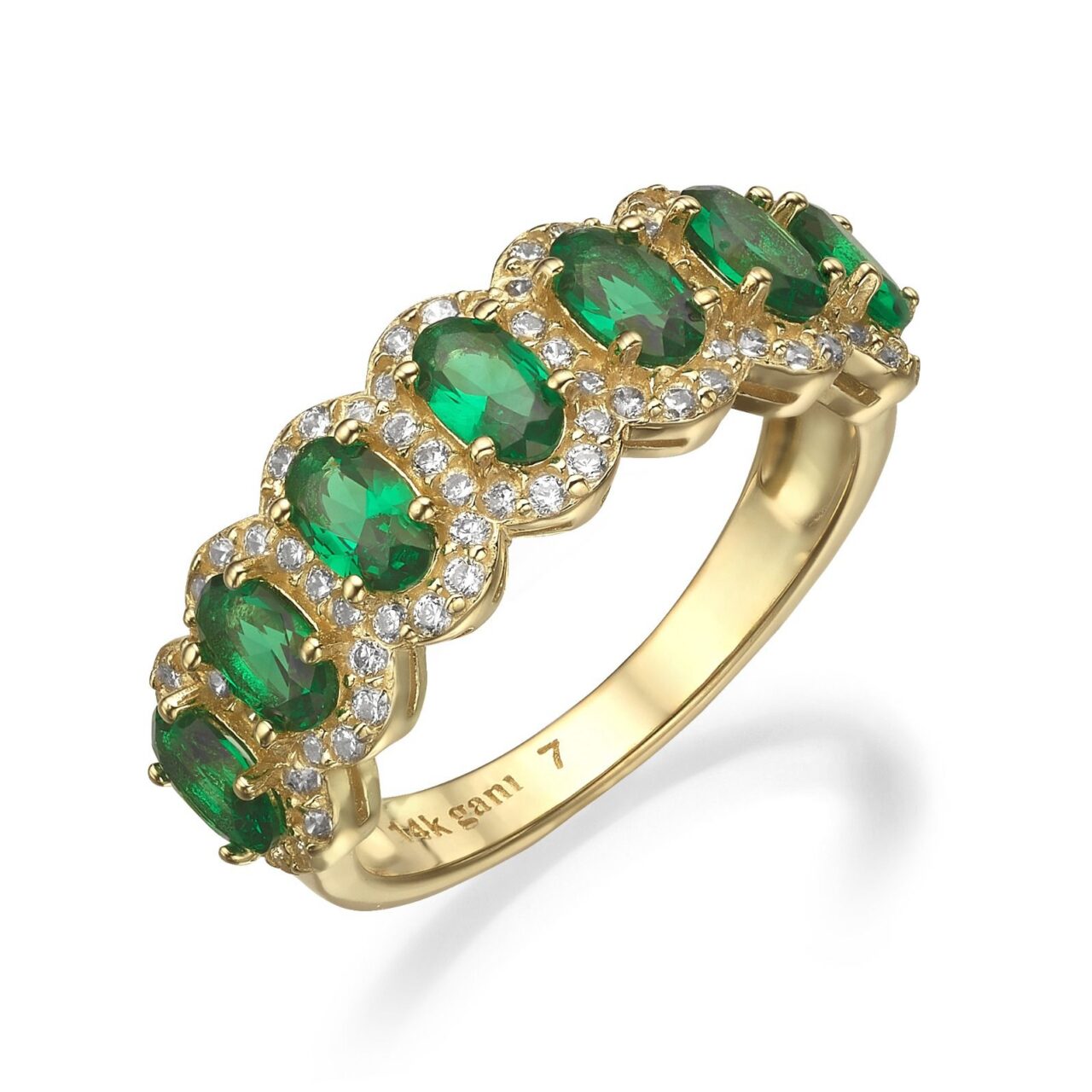 טבעת שיבוץ אבנים ירוקות