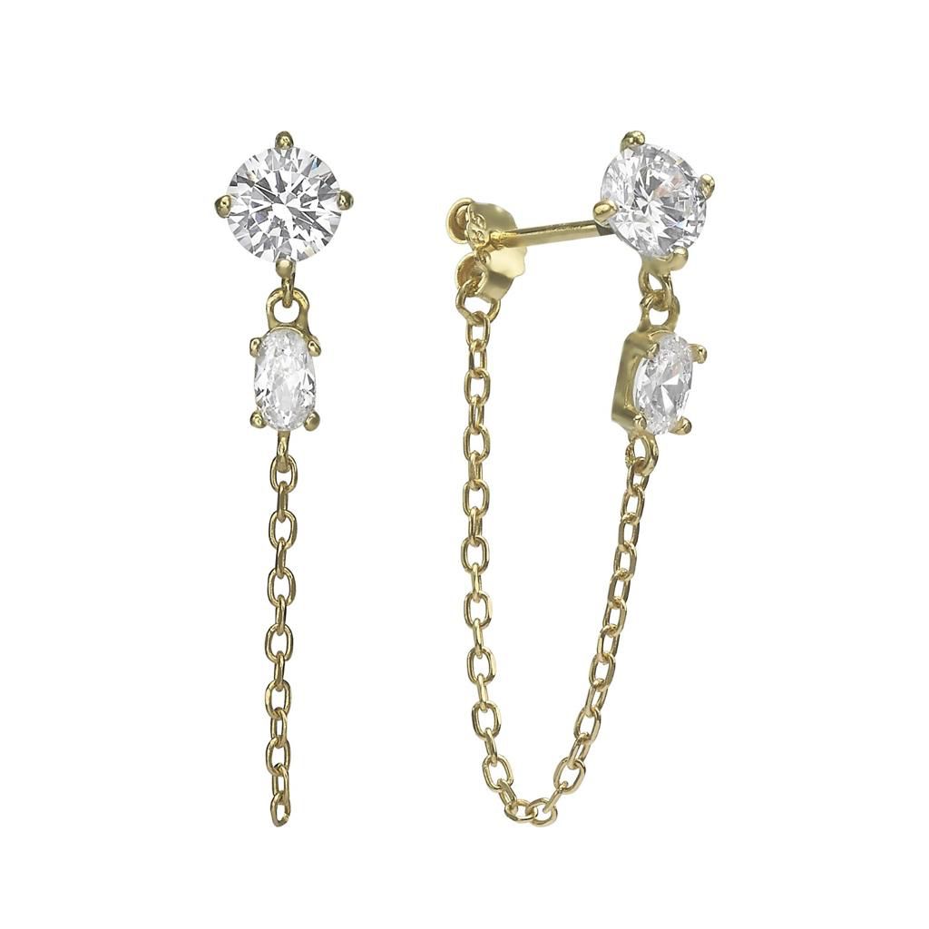 עגילי זהב ניצוץ כפול