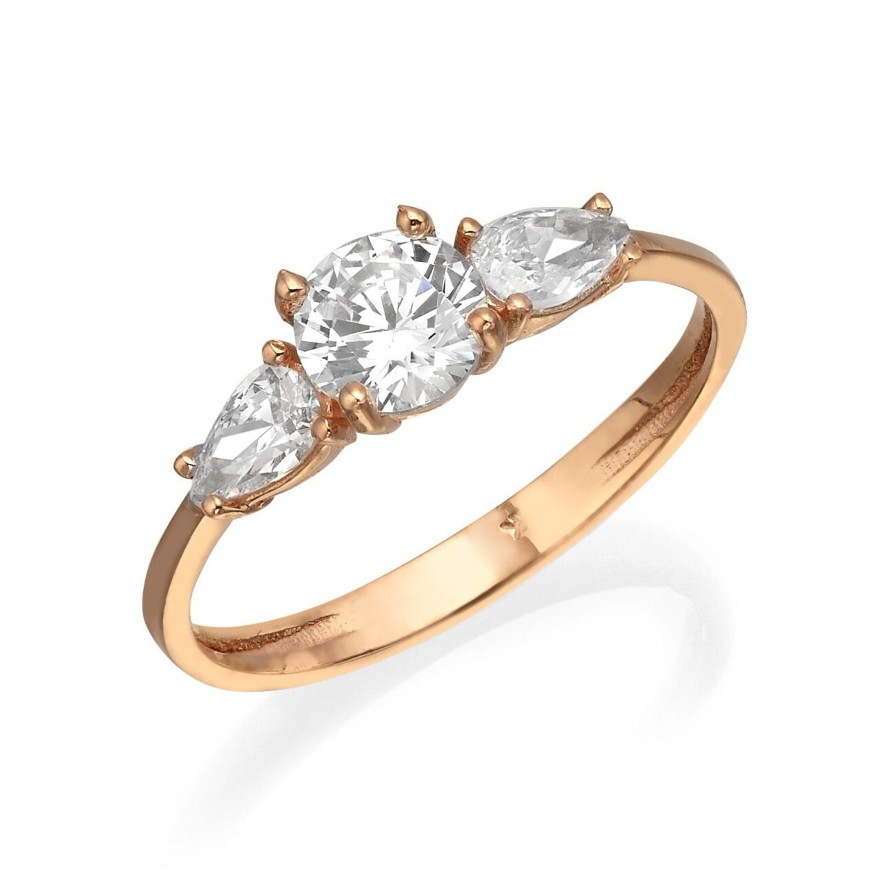 טבעת יהלום שני אבנים בצדדים