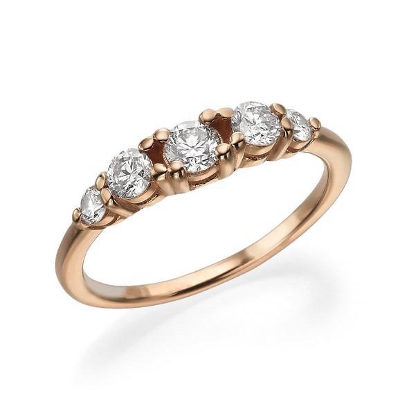 טבעת קלאסית חמישה יהלומים