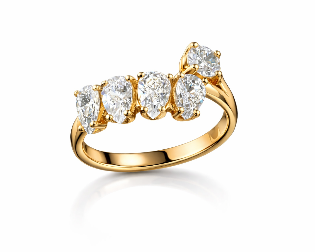 טבעת שורת טיפות יהלום