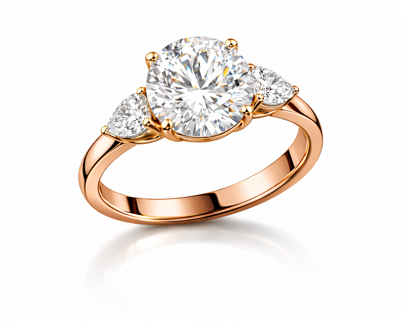 טבעת מרכז יהלום וטיפות