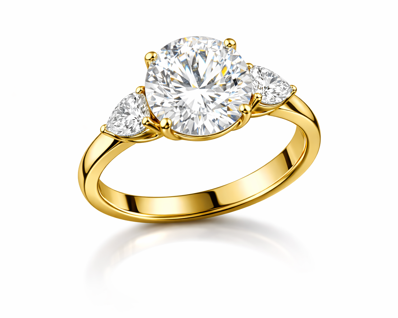 טבעת מרכז יהלום וטיפות