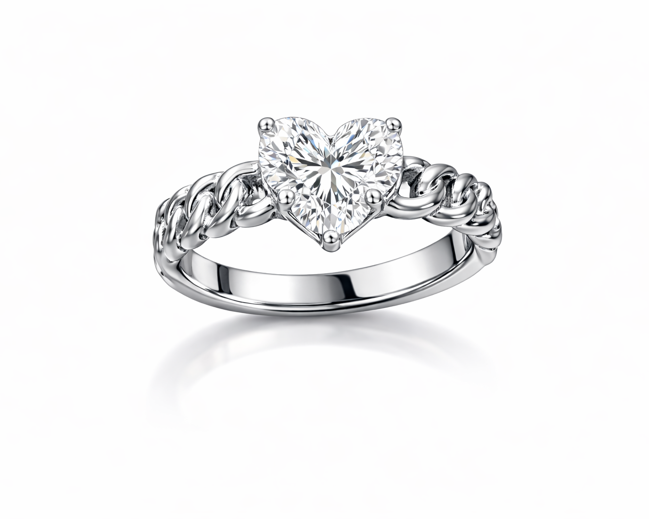 טבעת לב יהלום