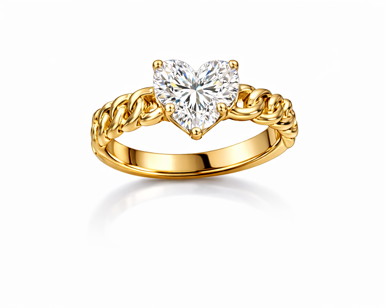 טבעת לב יהלום