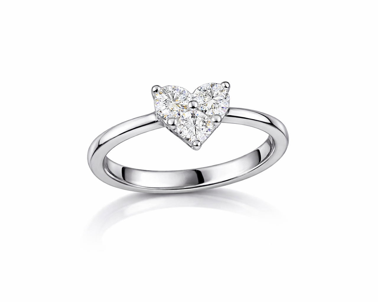 טבעת לב יהלום עדין