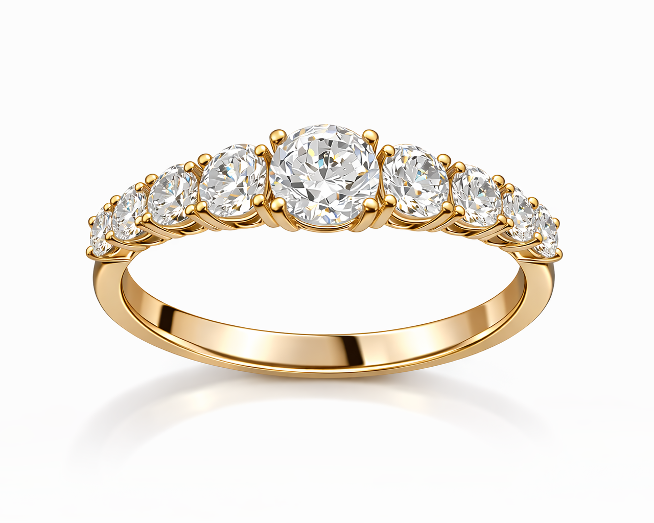 טבעת שורת יהלומים מדורגת