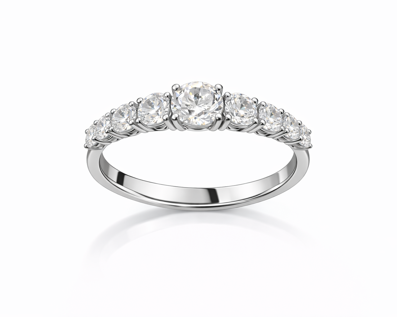 טבעת שורת יהלומים מדורגת